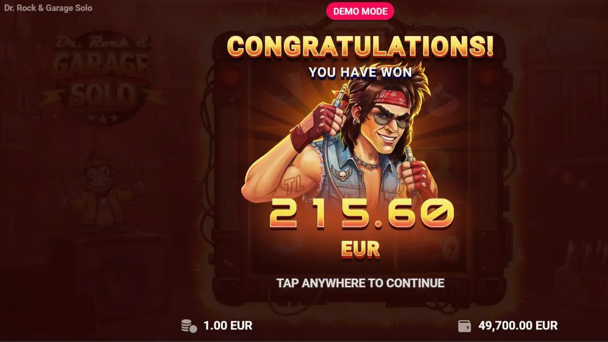 Dr. Rock & Garage Solo slot machine interface